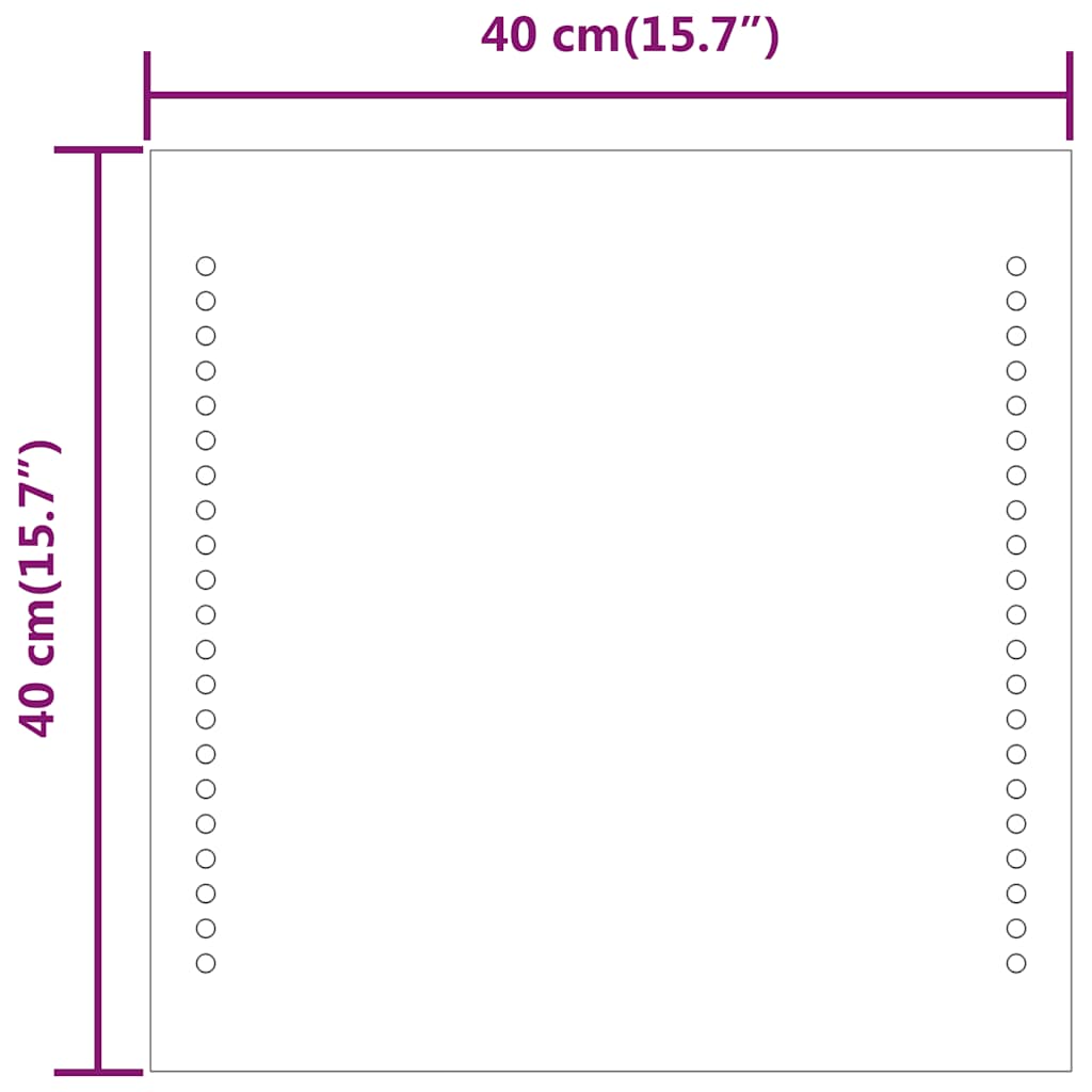 vidaXL Lustro łazienkowe z LED, 40x40 cm