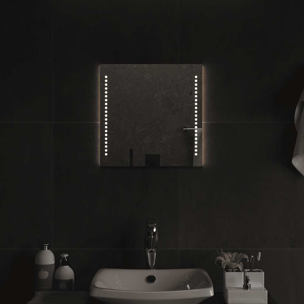 vidaXL Lustro łazienkowe z LED, 40x40 cm