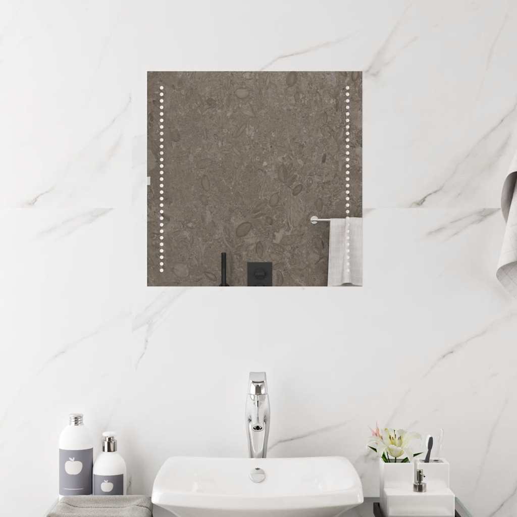 vidaXL Lustro łazienkowe z LED, 50x50 cm