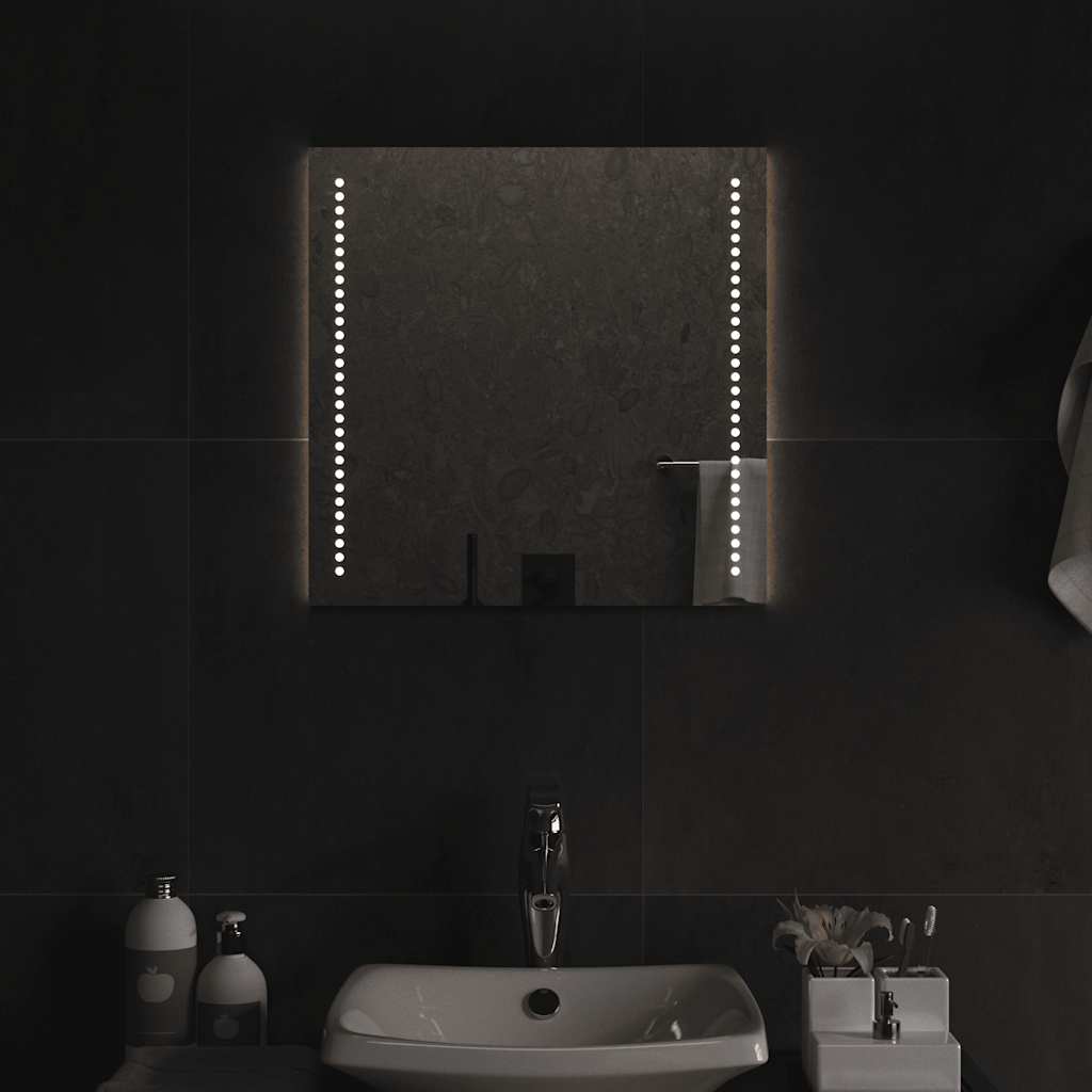 vidaXL Lustro łazienkowe z LED, 50x50 cm