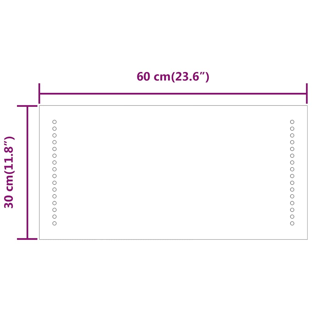 vidaXL Lustro łazienkowe z LED, 60x30 cm