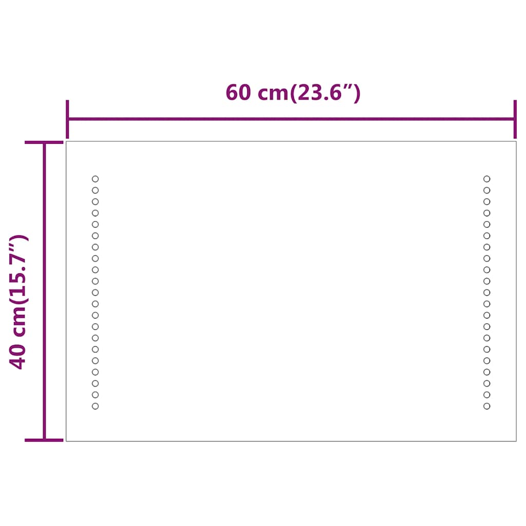 vidaXL Lustro łazienkowe z LED, 60x40 cm