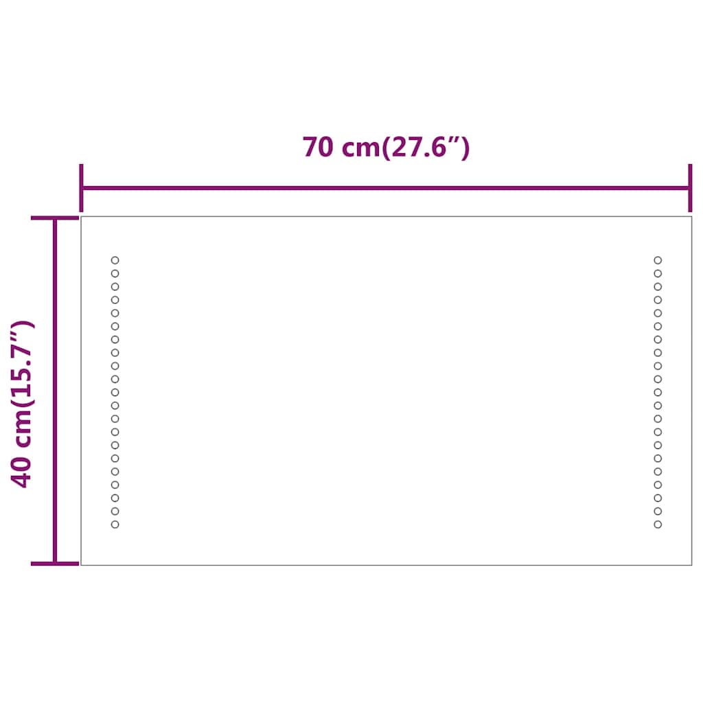 vidaXL Lustro łazienkowe z LED, 70x40 cm