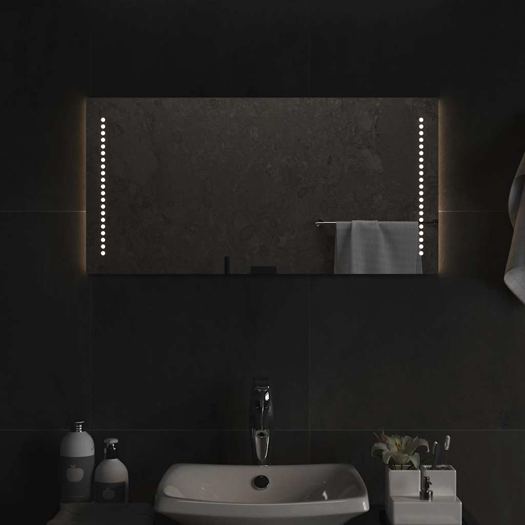 vidaXL Lustro łazienkowe z LED, 80x40 cm