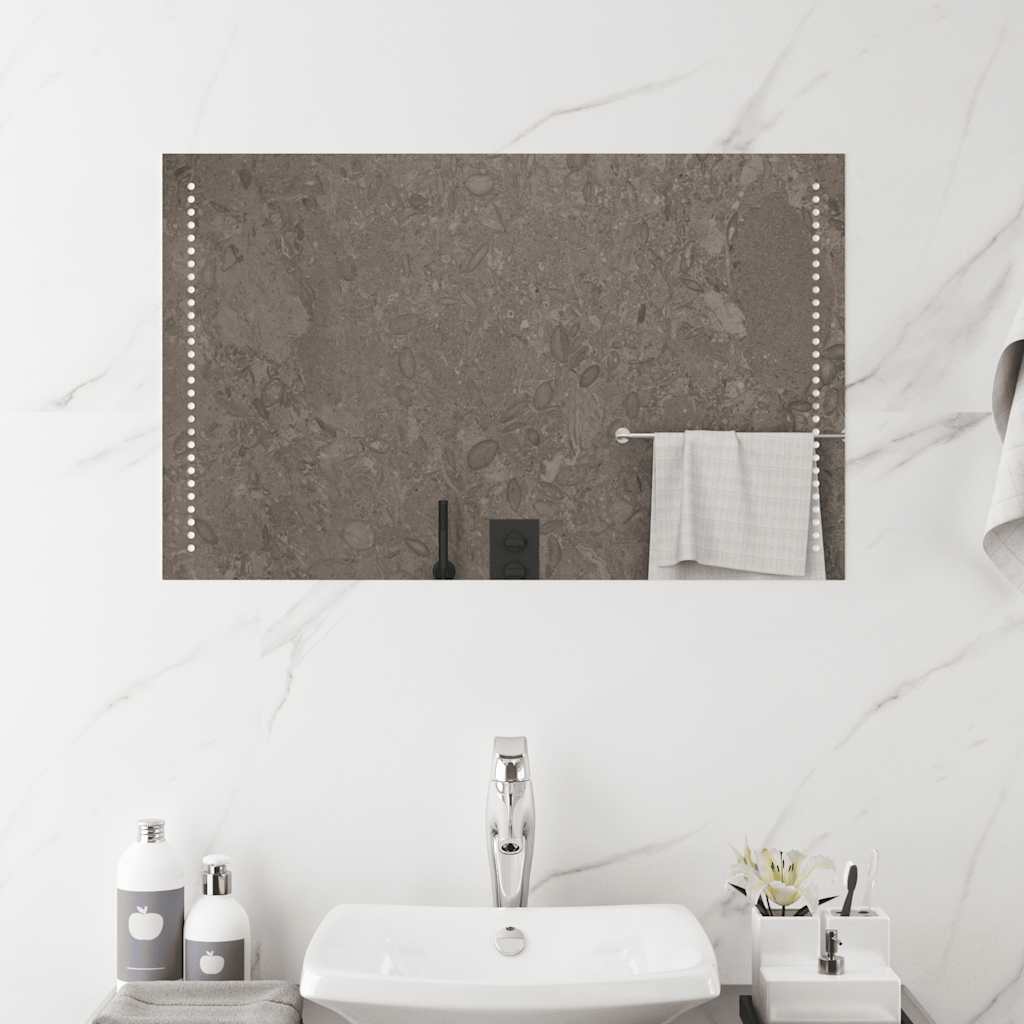 vidaXL Lustro łazienkowe z LED, 80x50 cm