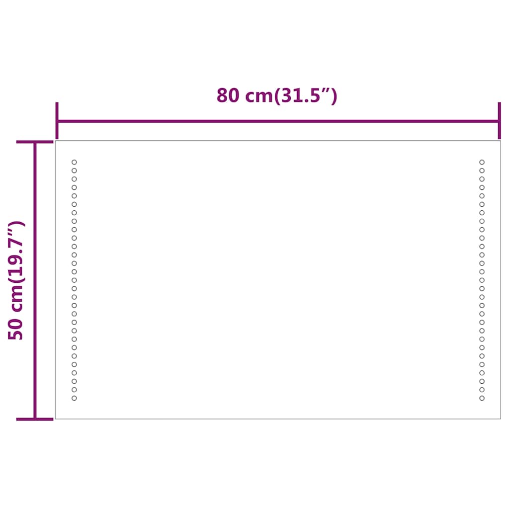 vidaXL Lustro łazienkowe z LED, 80x50 cm