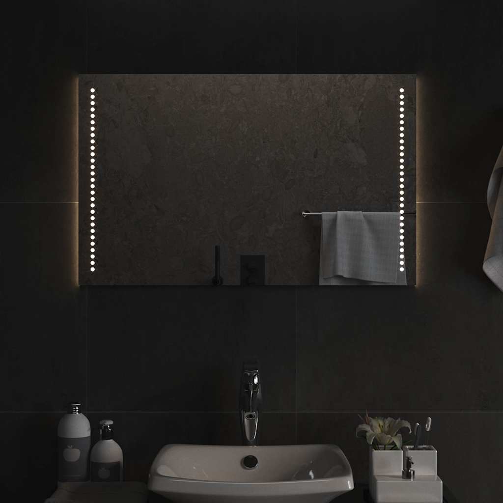 vidaXL Lustro łazienkowe z LED, 80x50 cm