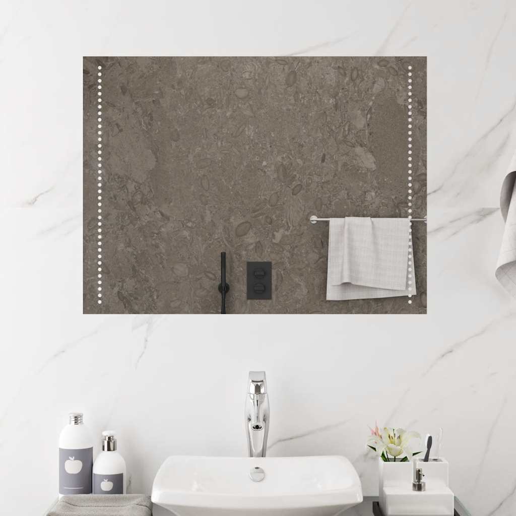 vidaXL Lustro łazienkowe z LED, 80x60 cm