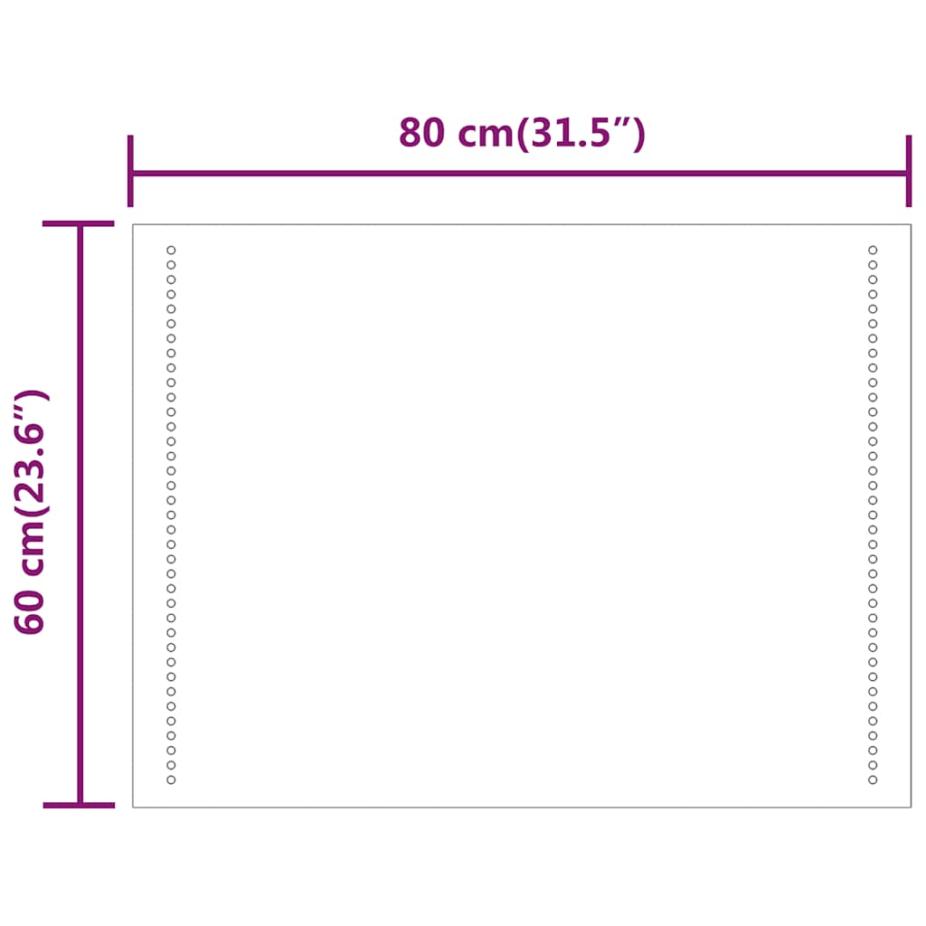vidaXL Lustro łazienkowe z LED, 80x60 cm