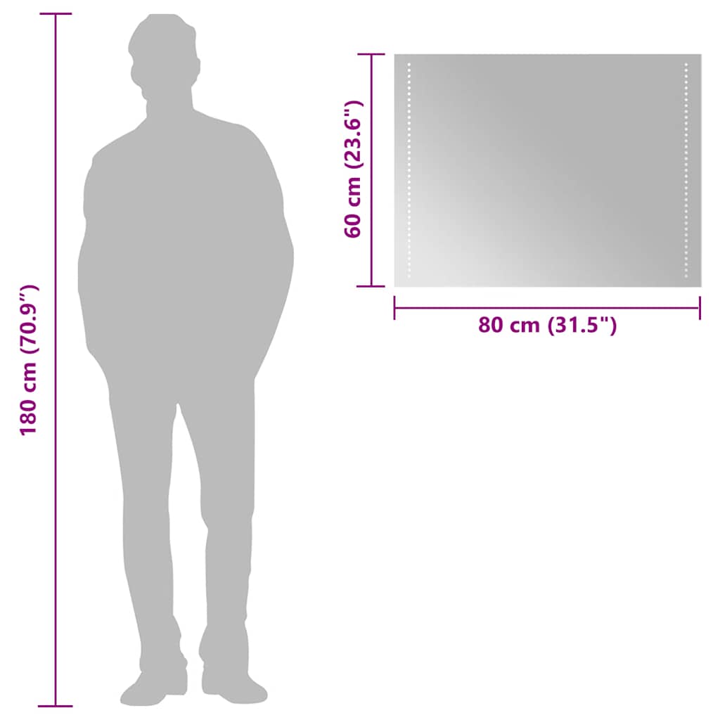 vidaXL Lustro łazienkowe z LED, 80x60 cm