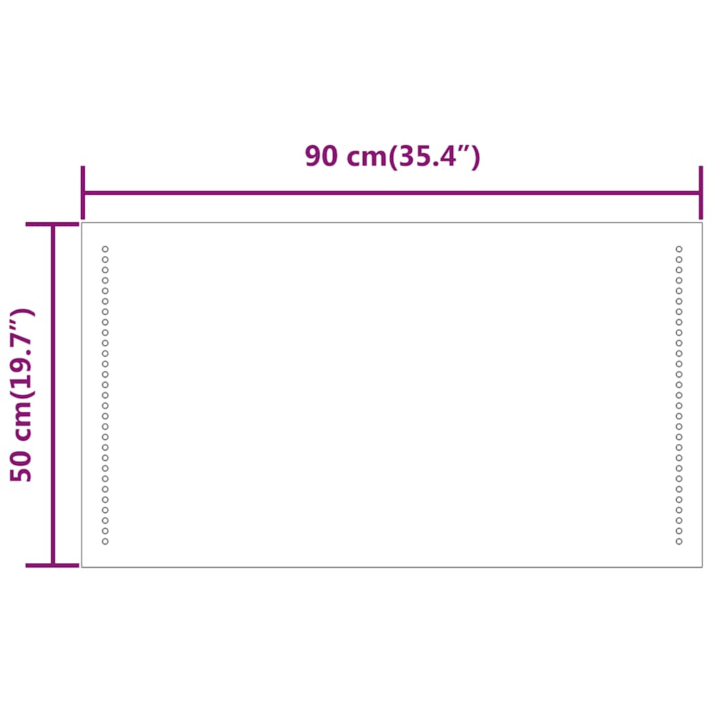 vidaXL Lustro łazienkowe z LED, 90x50 cm