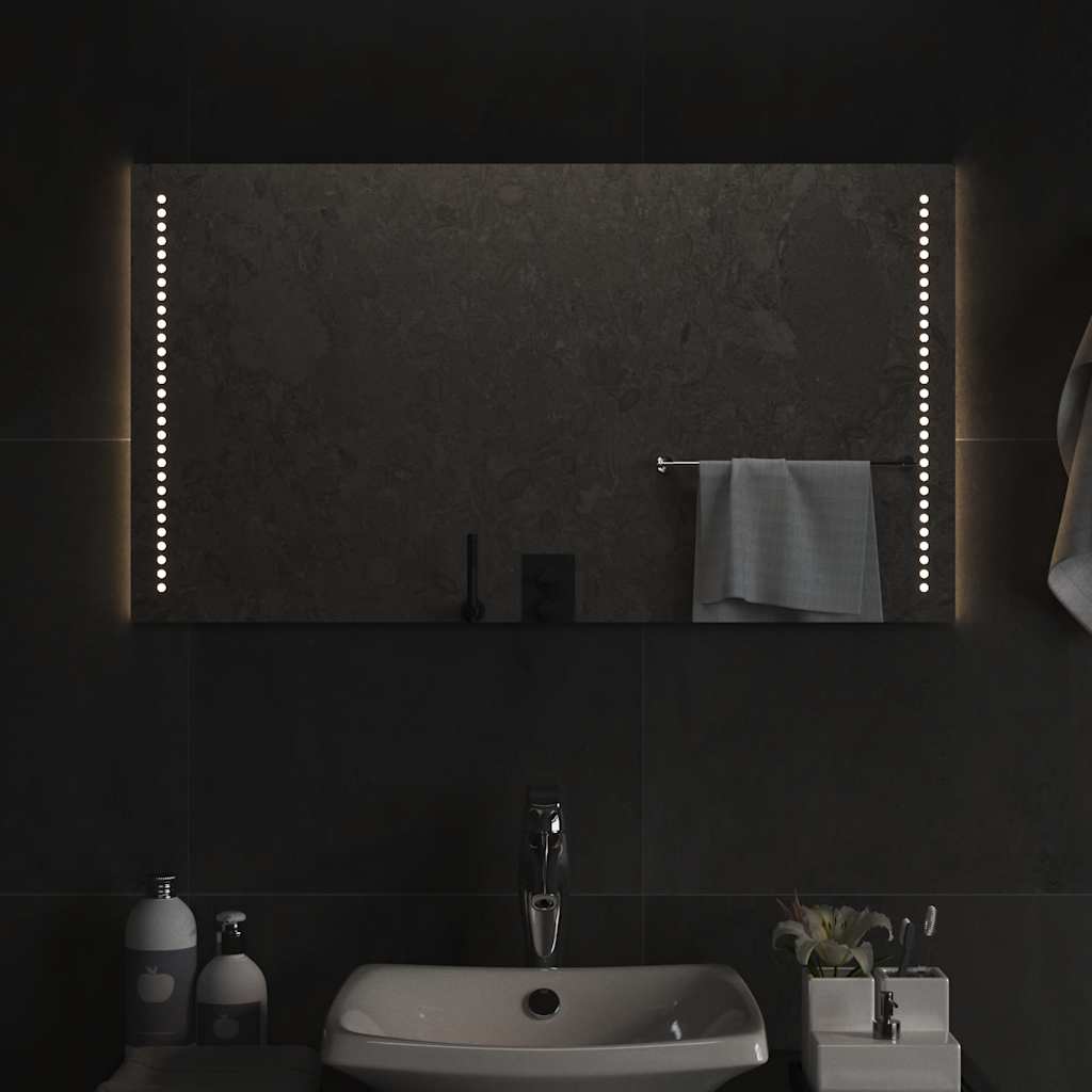 vidaXL Lustro łazienkowe z LED, 90x50 cm