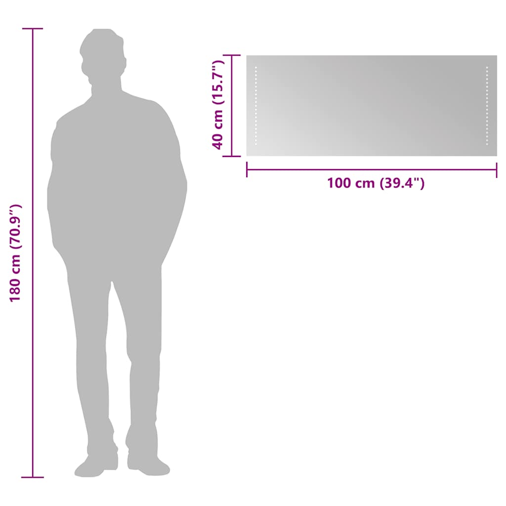 vidaXL Lustro łazienkowe z LED, 100x40 cm