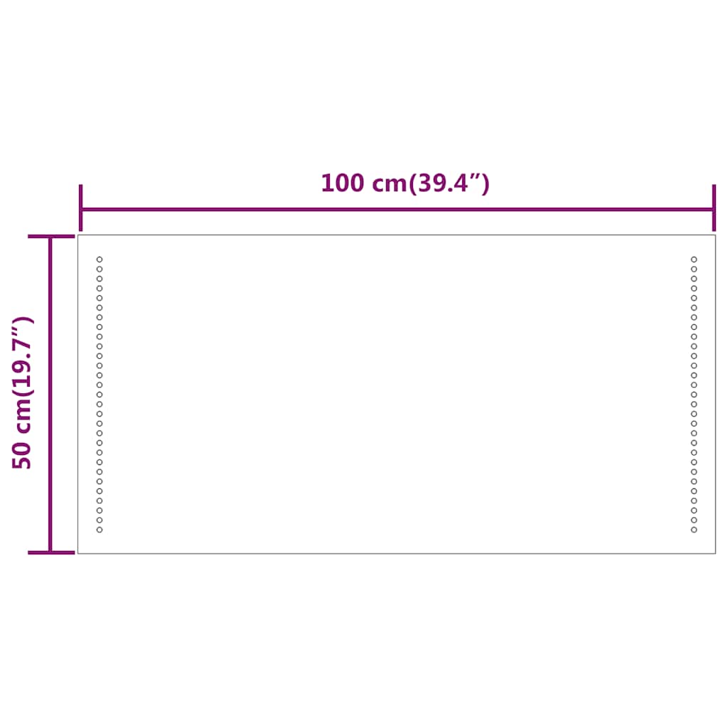 vidaXL Lustro łazienkowe z LED, 100x50cm
