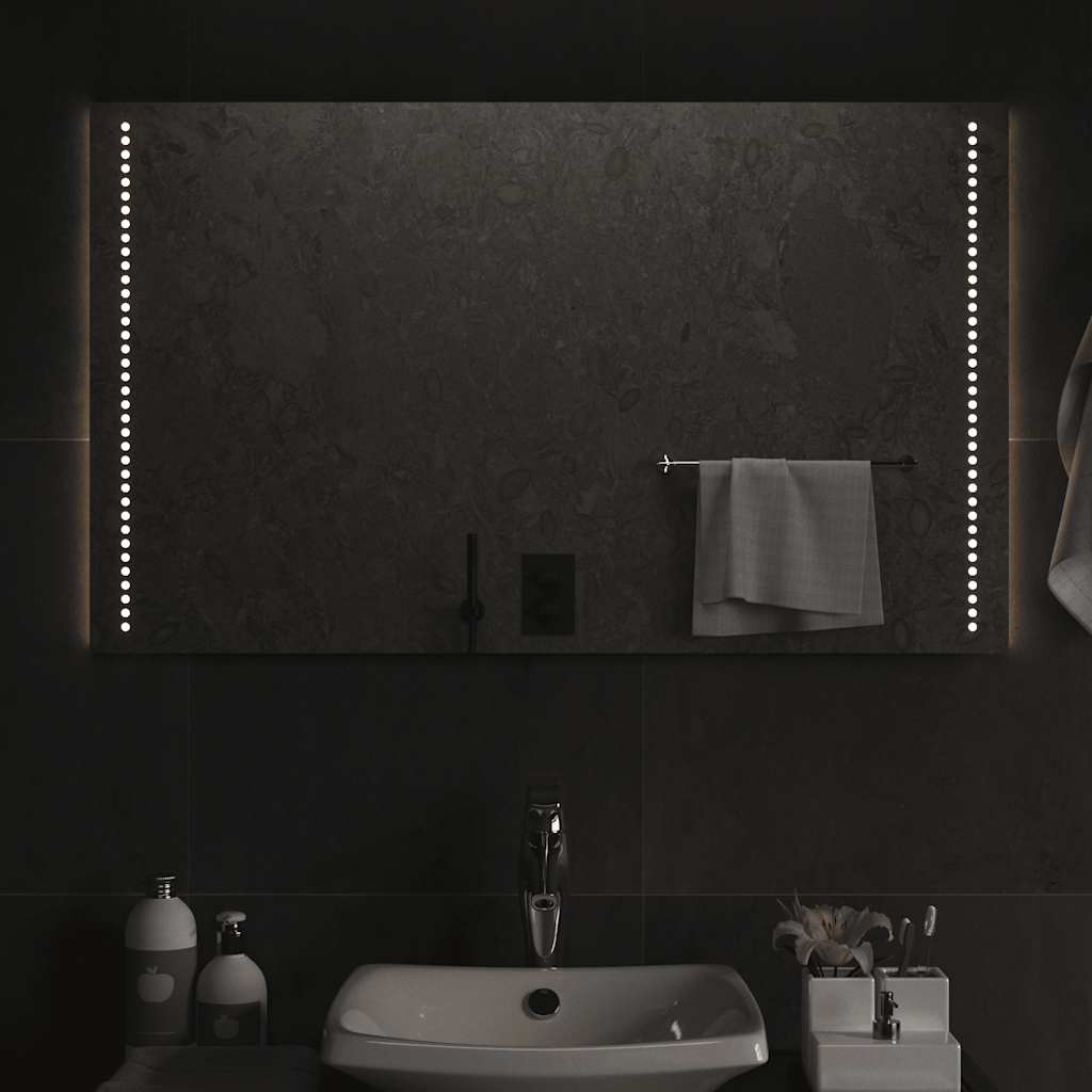 vidaXL Lustro łazienkowe z LED, 100x60 cm