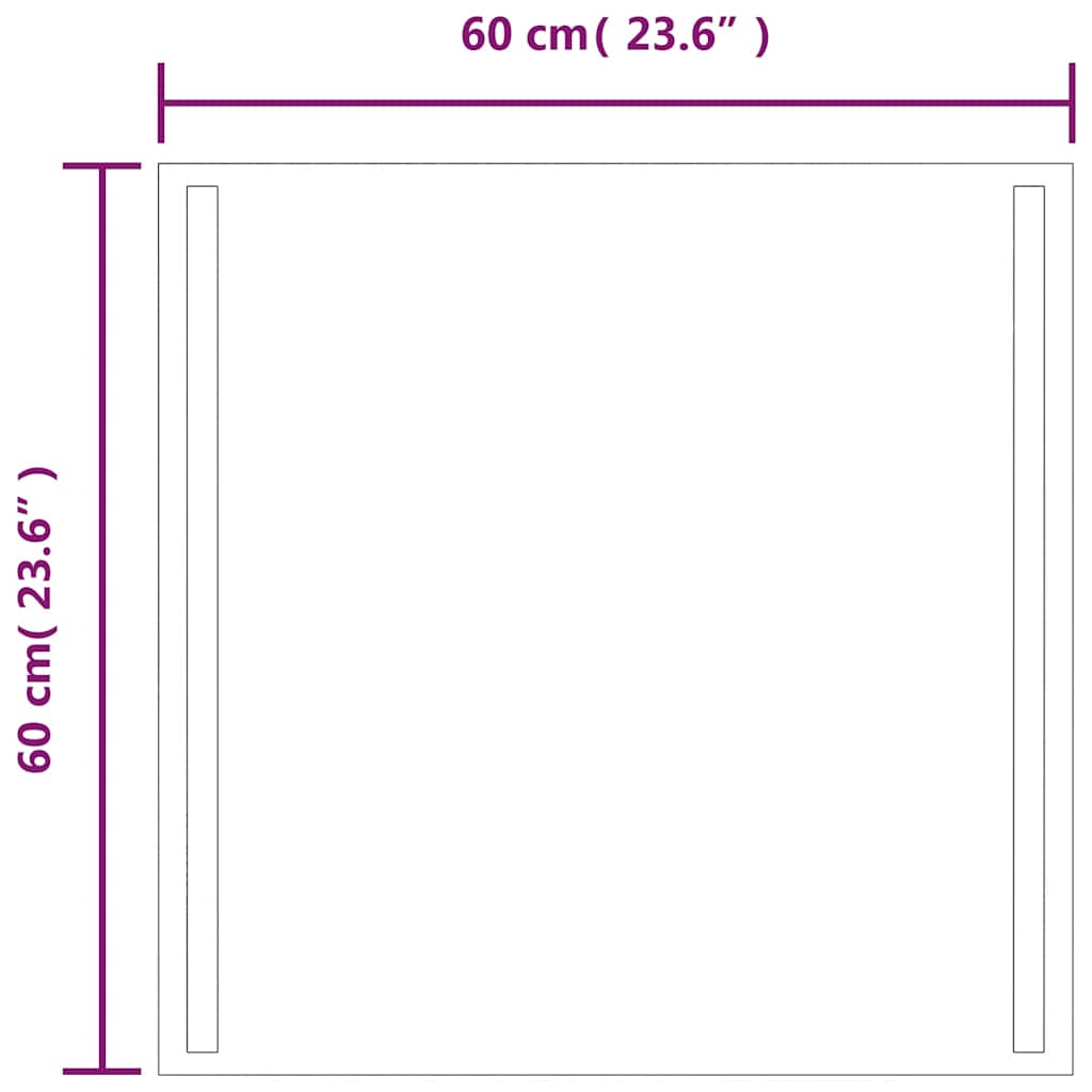 vidaXL Lustro łazienkowe z LED, 60x60 cm