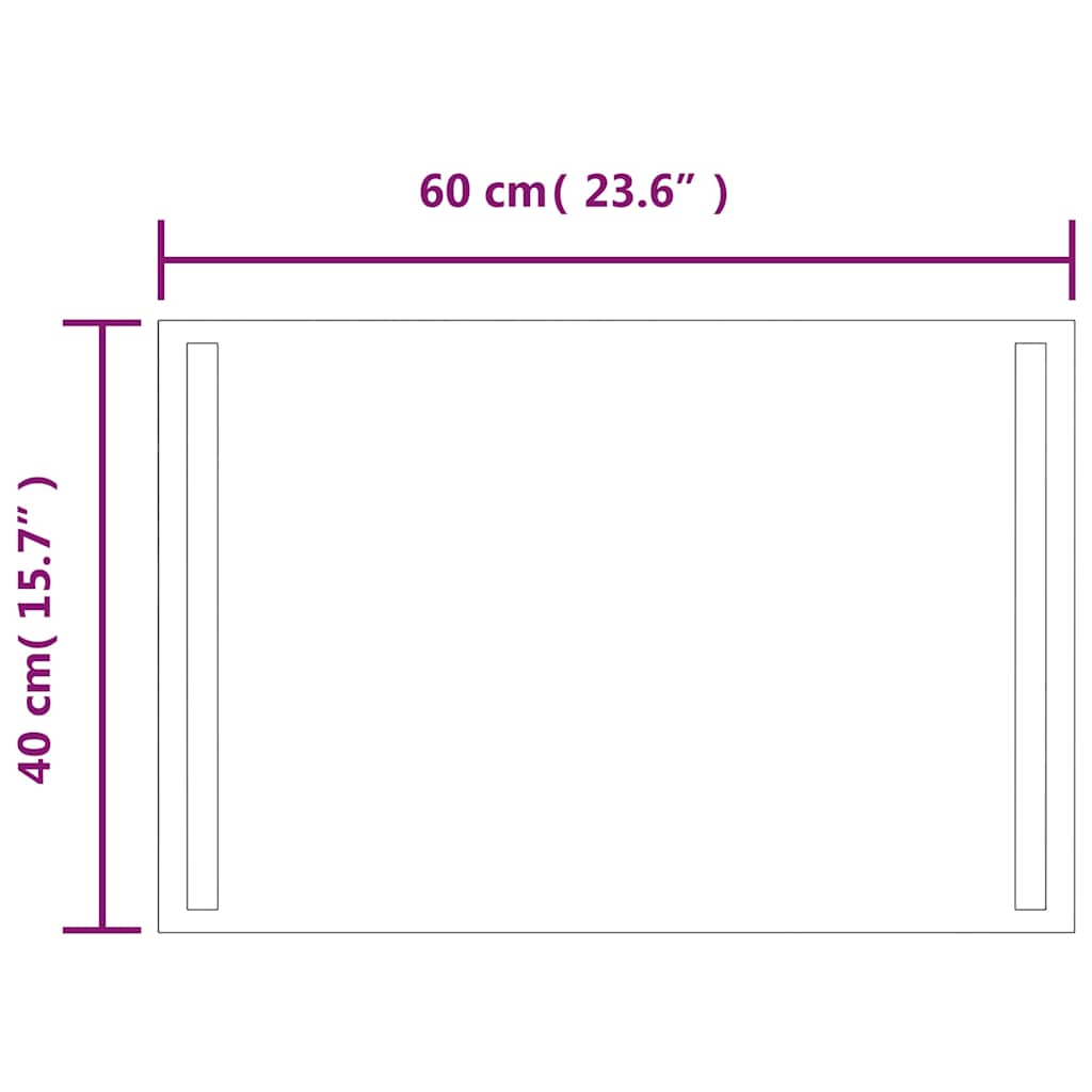 vidaXL Lustro łazienkowe z LED, 60x40 cm