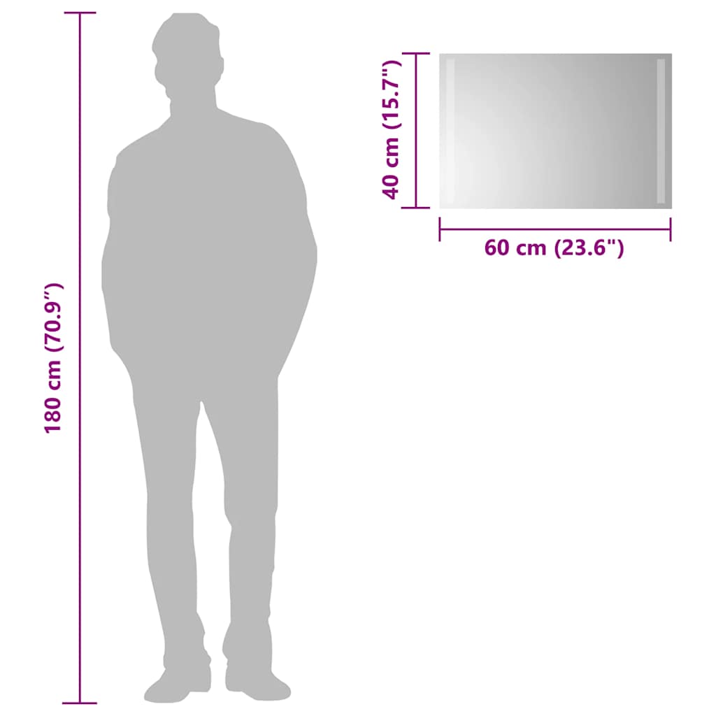 vidaXL Lustro łazienkowe z LED, 60x40 cm