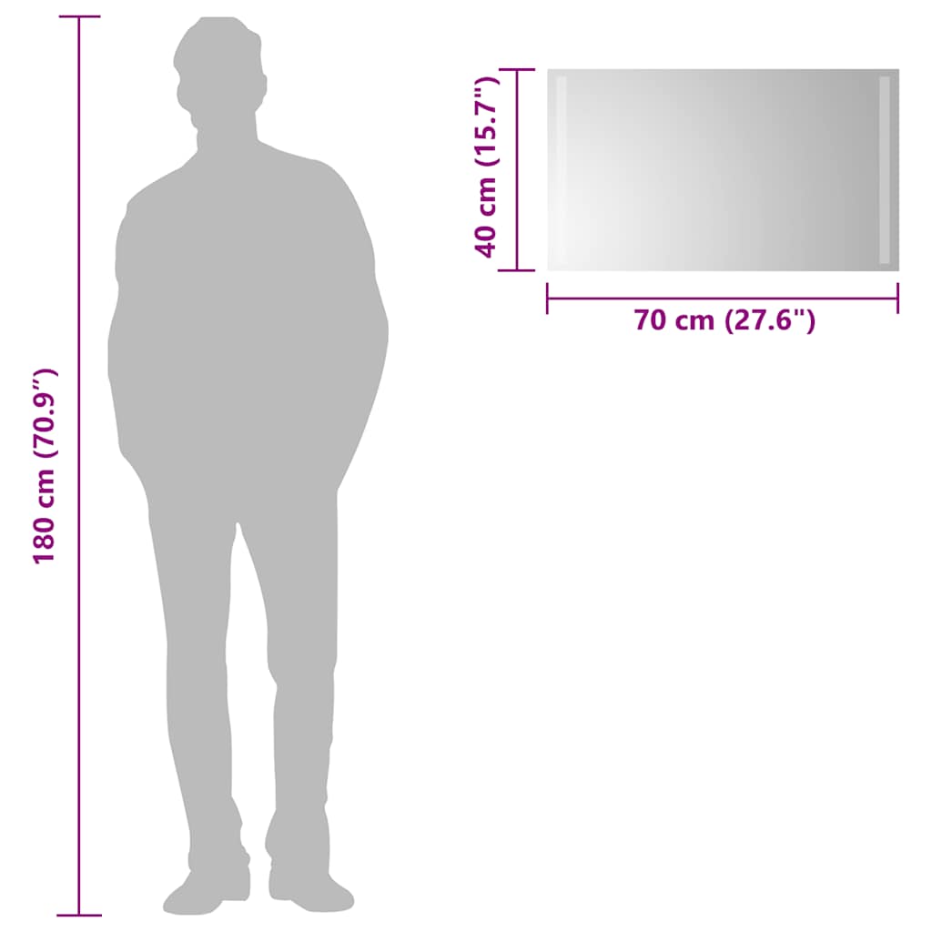 vidaXL Lustro łazienkowe z LED, 70x40 cm
