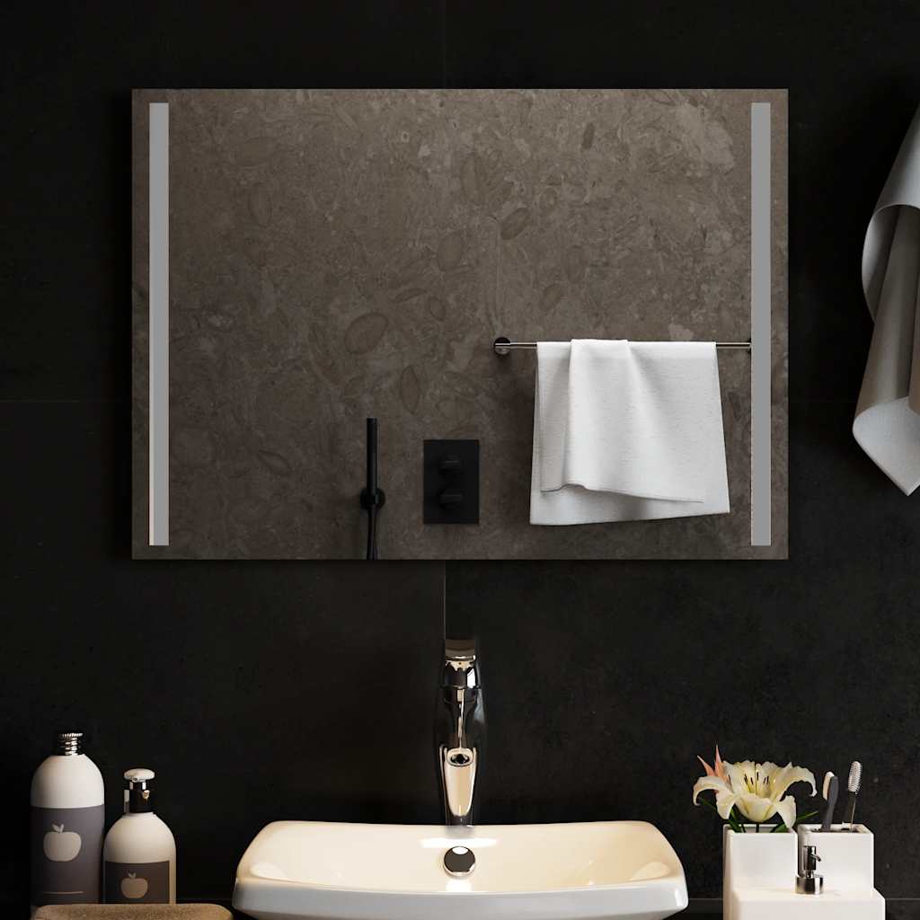vidaXL Lustro łazienkowe z LED, 70x50 cm