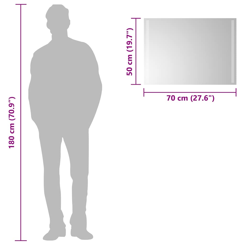 vidaXL Lustro łazienkowe z LED, 70x50 cm