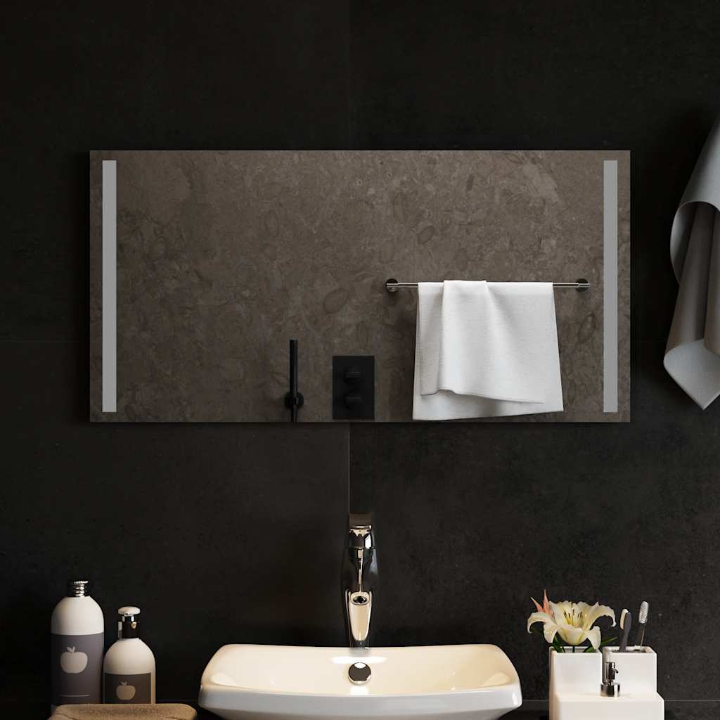 vidaXL Lustro łazienkowe z LED, 80x40 cm