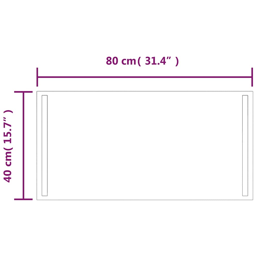 vidaXL Lustro łazienkowe z LED, 80x40 cm
