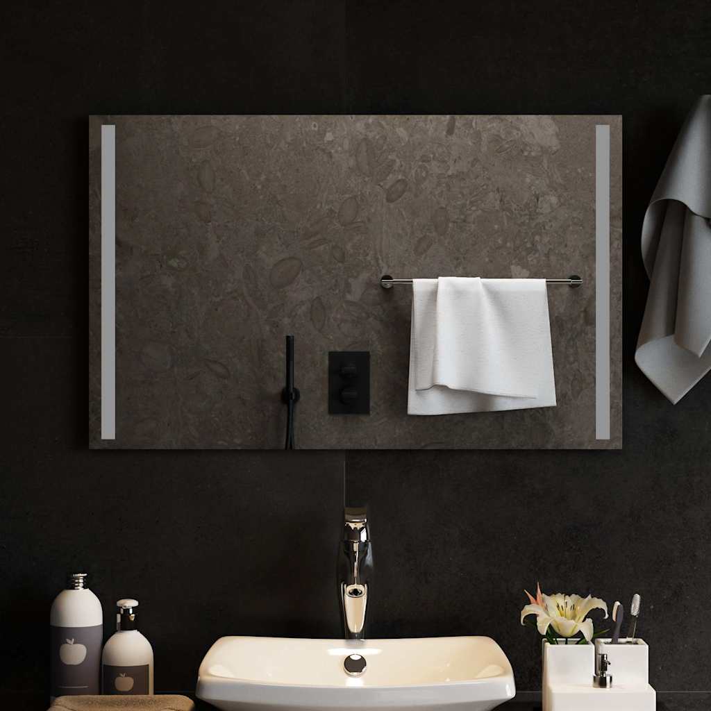 vidaXL Lustro łazienkowe z LED, 80x50 cm