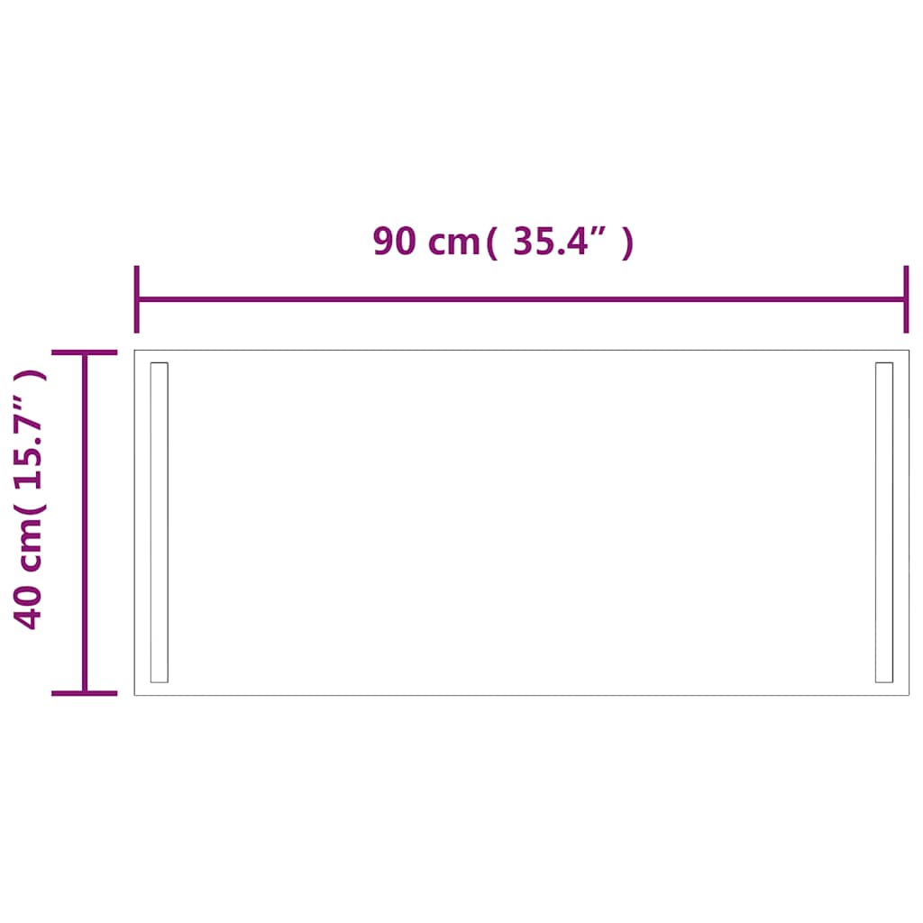 vidaXL Lustro łazienkowe z LED, 90x40 cm