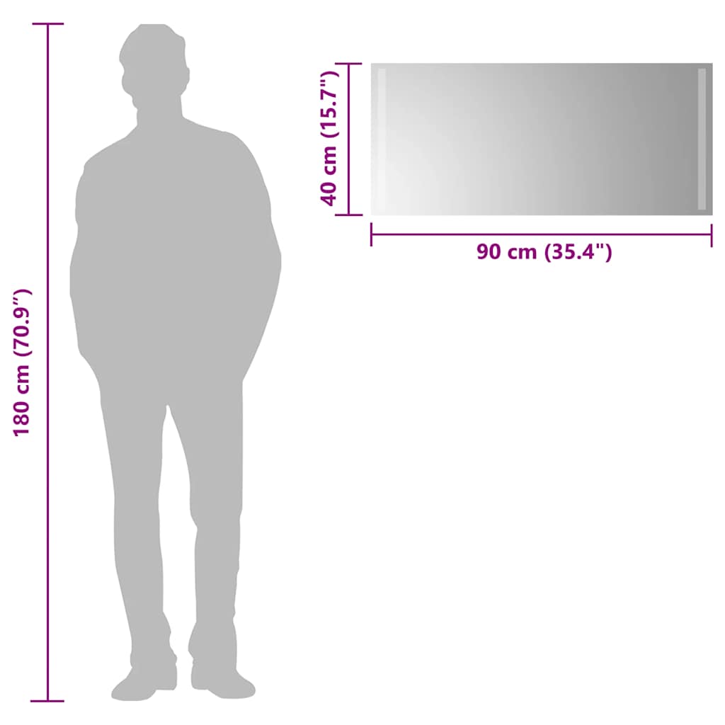 vidaXL Lustro łazienkowe z LED, 90x40 cm