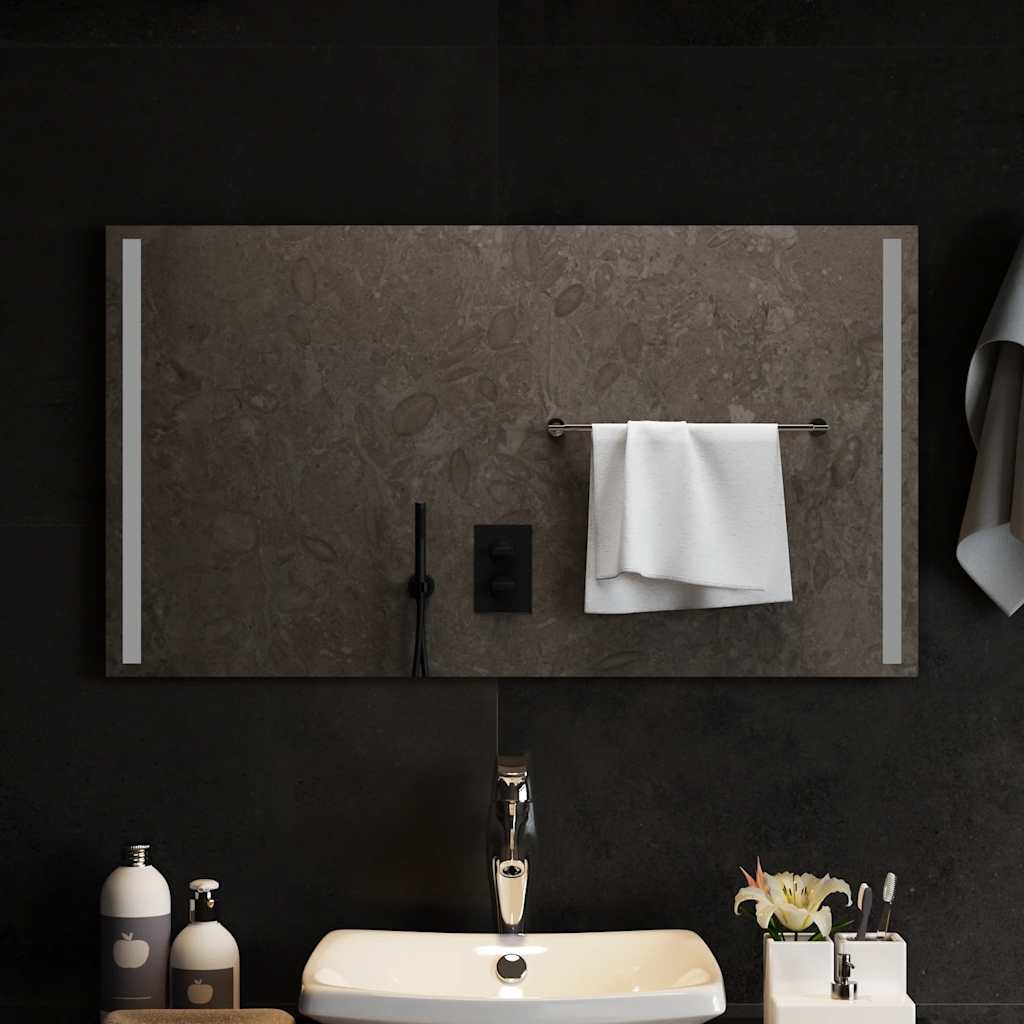 vidaXL Lustro łazienkowe z LED, 90x50 cm
