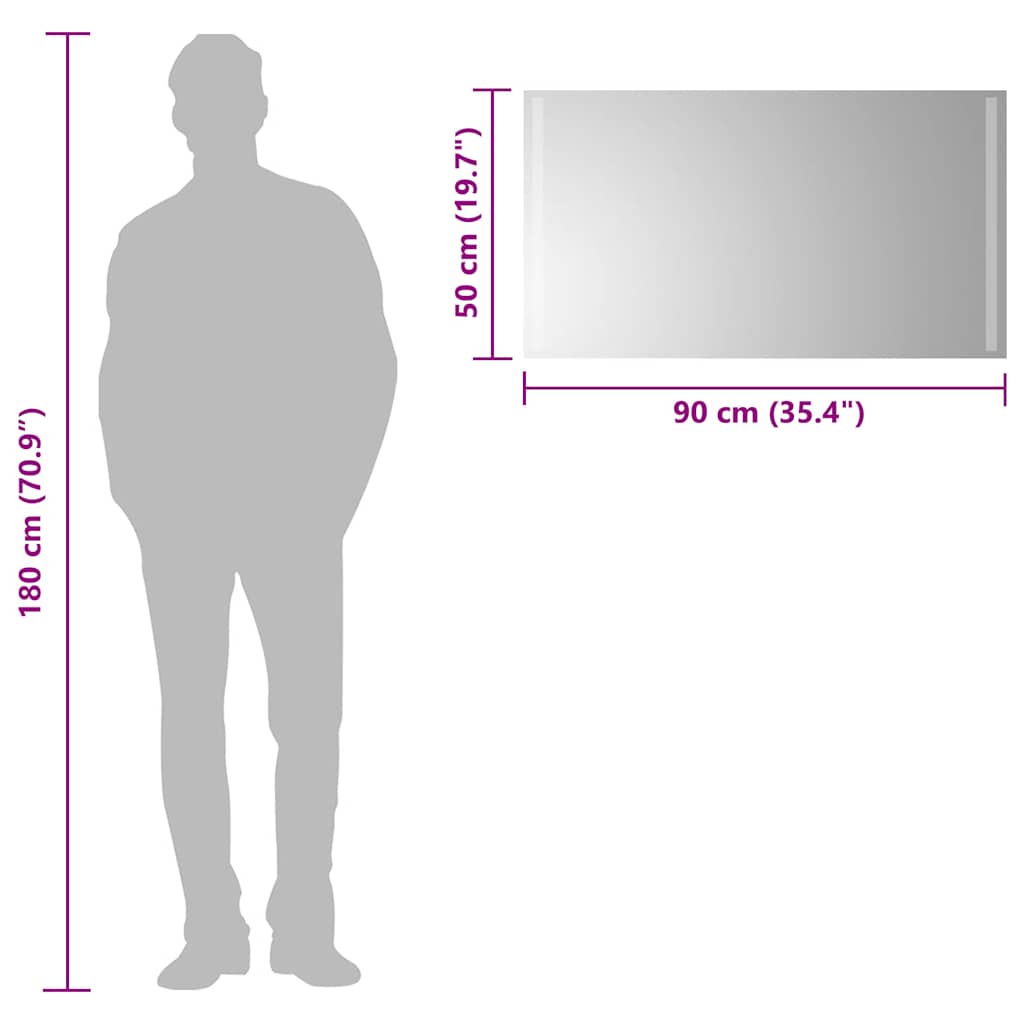 vidaXL Lustro łazienkowe z LED, 90x50 cm
