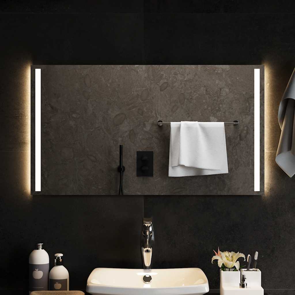 vidaXL Lustro łazienkowe z LED, 90x50 cm