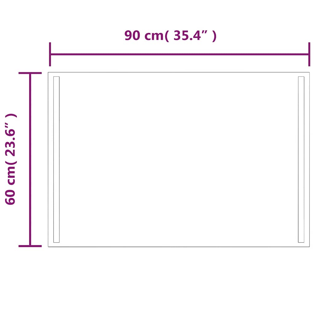 vidaXL Lustro łazienkowe z LED, 90x60 cm
