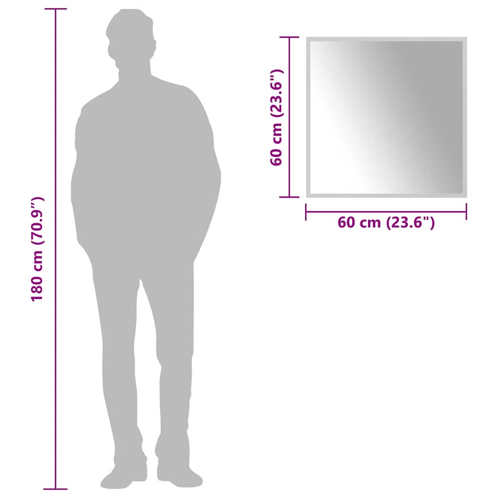 vidaXL Lustro łazienkowe z LED, 60x60 cm