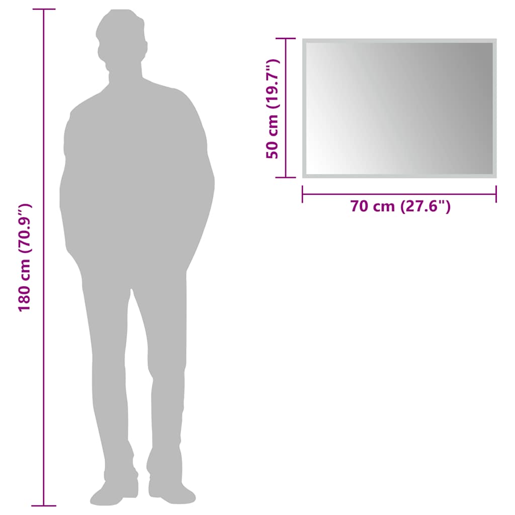 vidaXL Lustro łazienkowe z LED, 70x50 cm