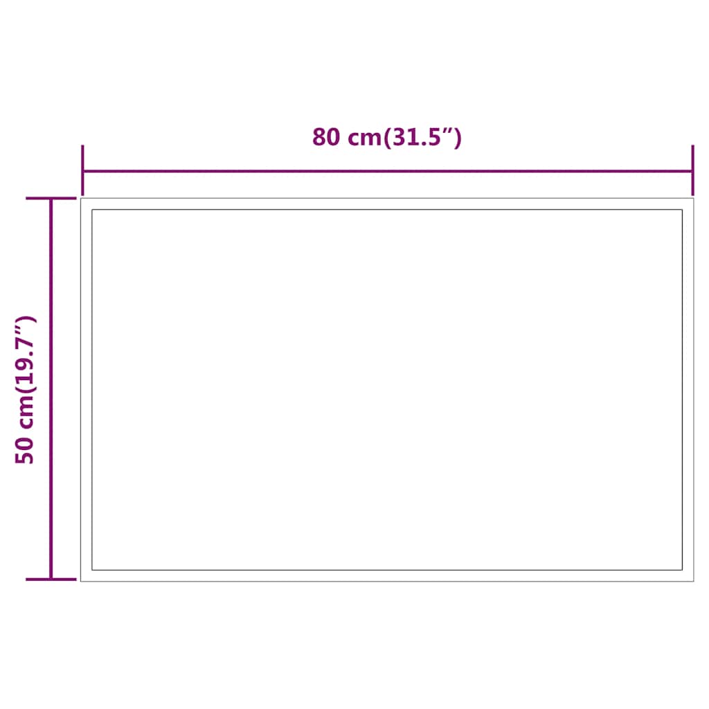 vidaXL Lustro łazienkowe z LED, 80x50 cm