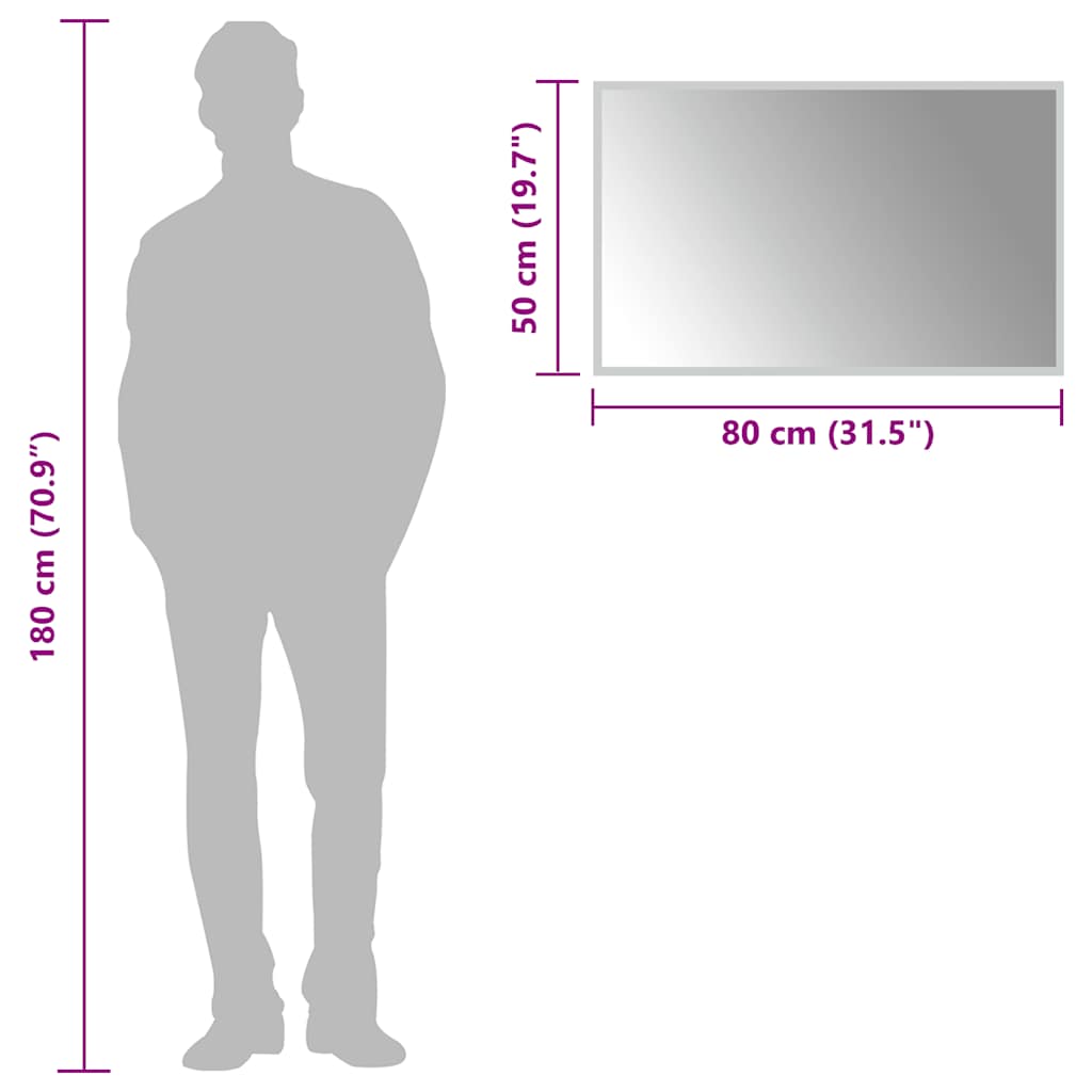 vidaXL Lustro łazienkowe z LED, 80x50 cm