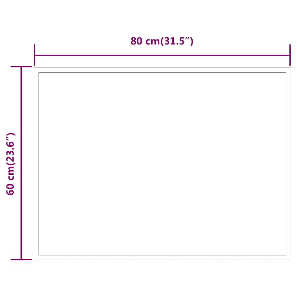 vidaXL Lustro łazienkowe z LED, 80x60 cm