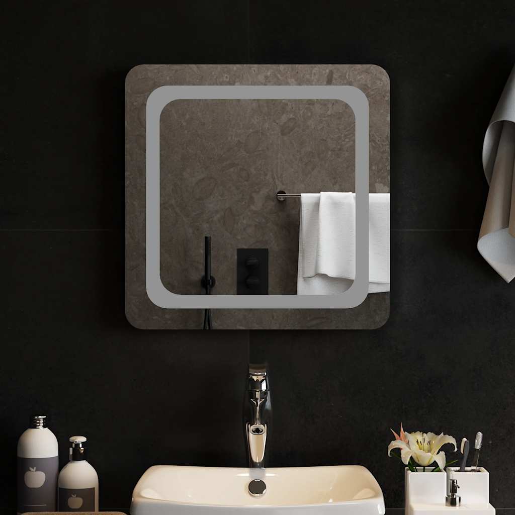 vidaXL Lustro łazienkowe z LED, 50x50 cm