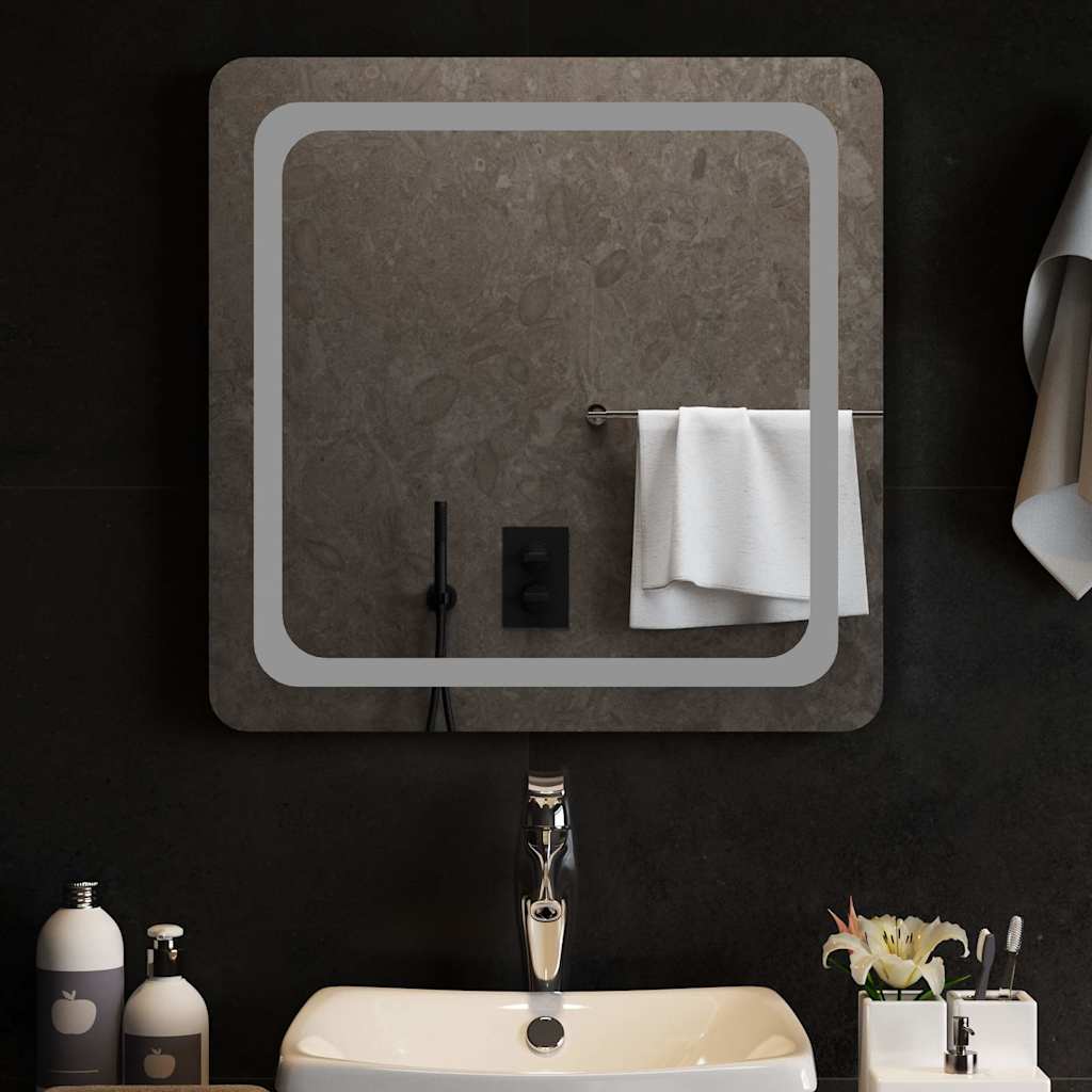 vidaXL Lustro łazienkowe z LED, 60x60 cm