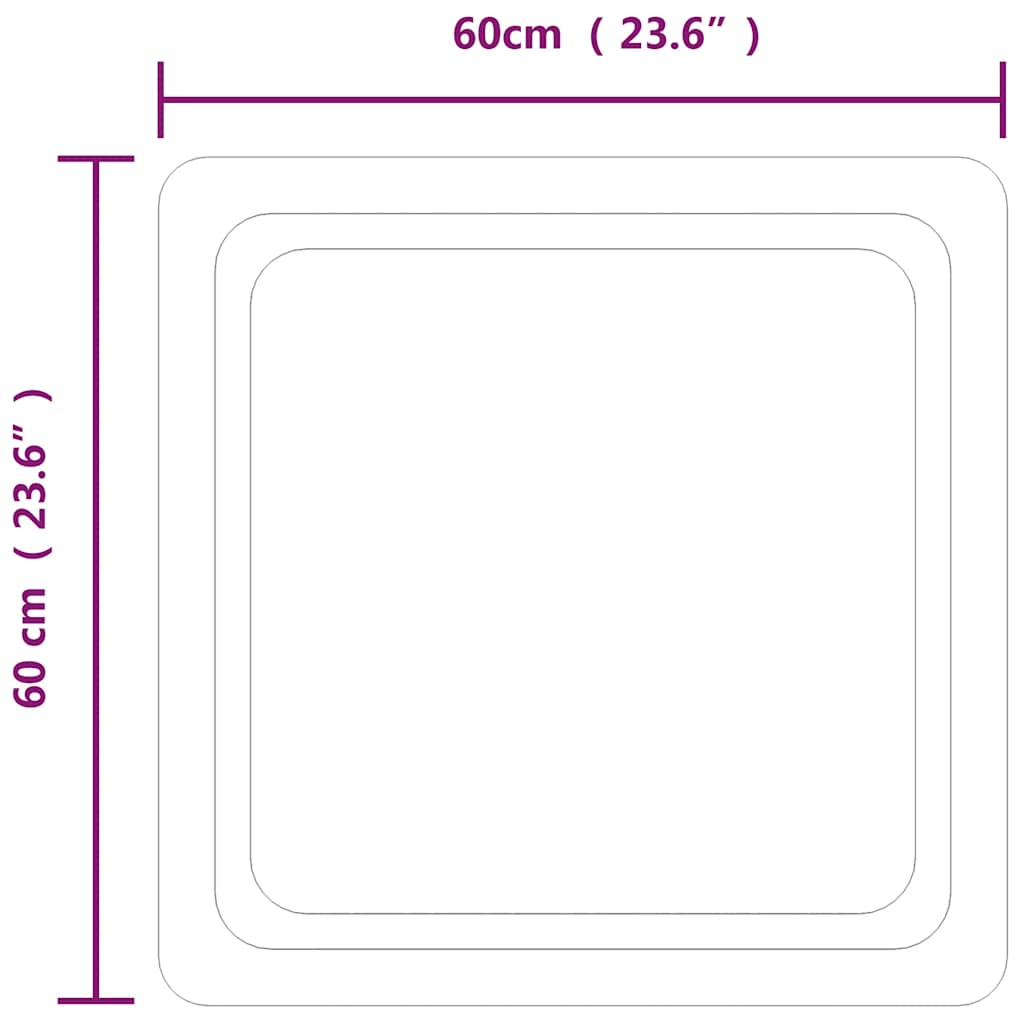 vidaXL Lustro łazienkowe z LED, 60x60 cm