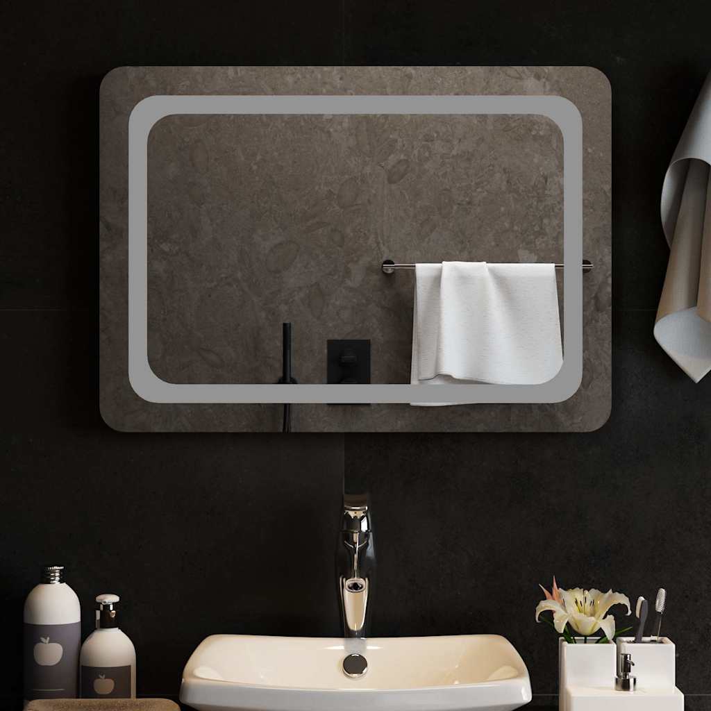 vidaXL Lustro łazienkowe z LED, 70x50 cm