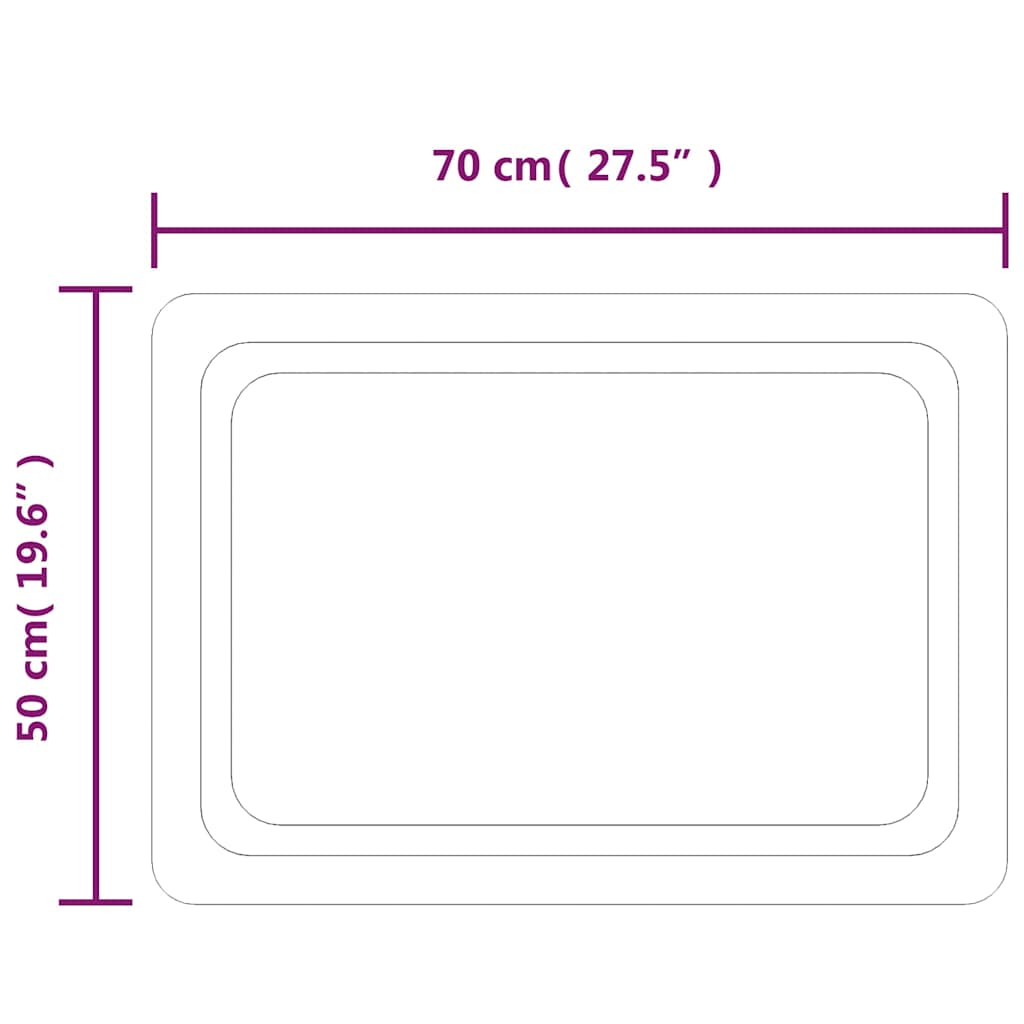 vidaXL Lustro łazienkowe z LED, 70x50 cm