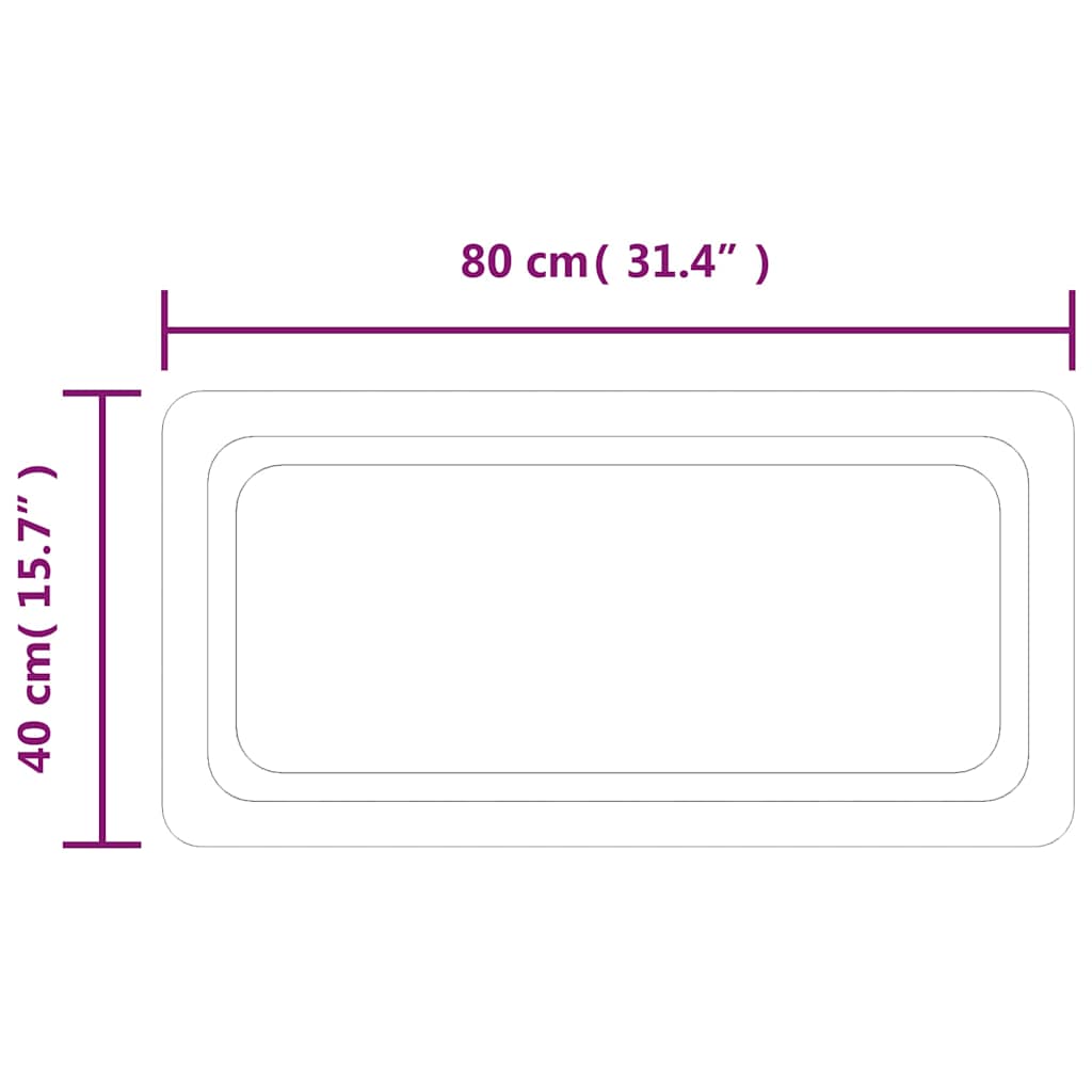 vidaXL Lustro łazienkowe z LED, 80x40 cm