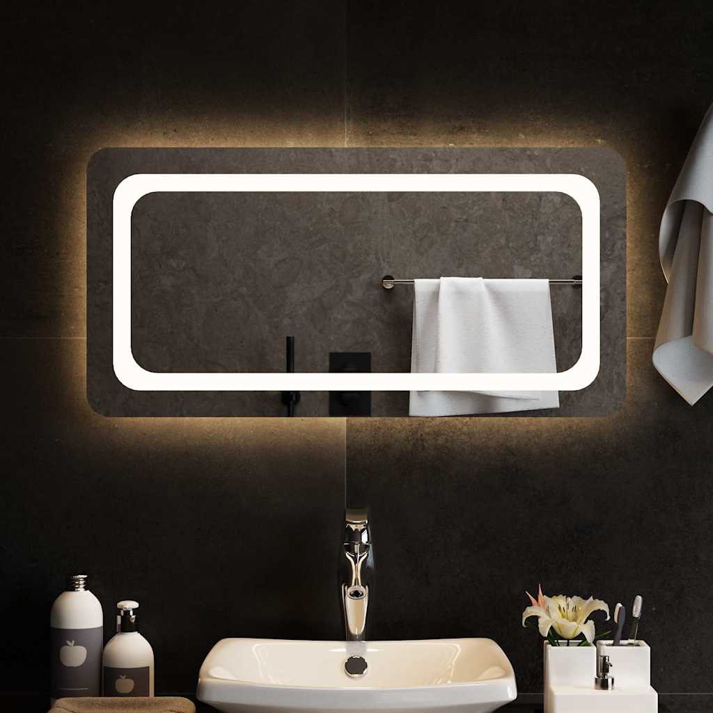 vidaXL Lustro łazienkowe z LED, 80x40 cm