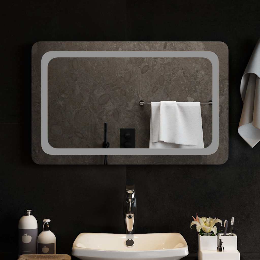 vidaXL Lustro łazienkowe z LED, 80x50 cm