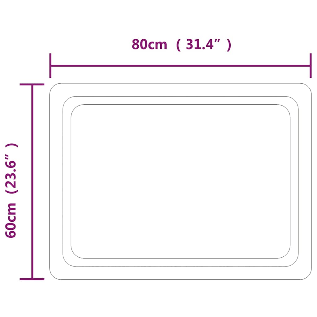 vidaXL Lustro łazienkowe z LED, 80x60 cm