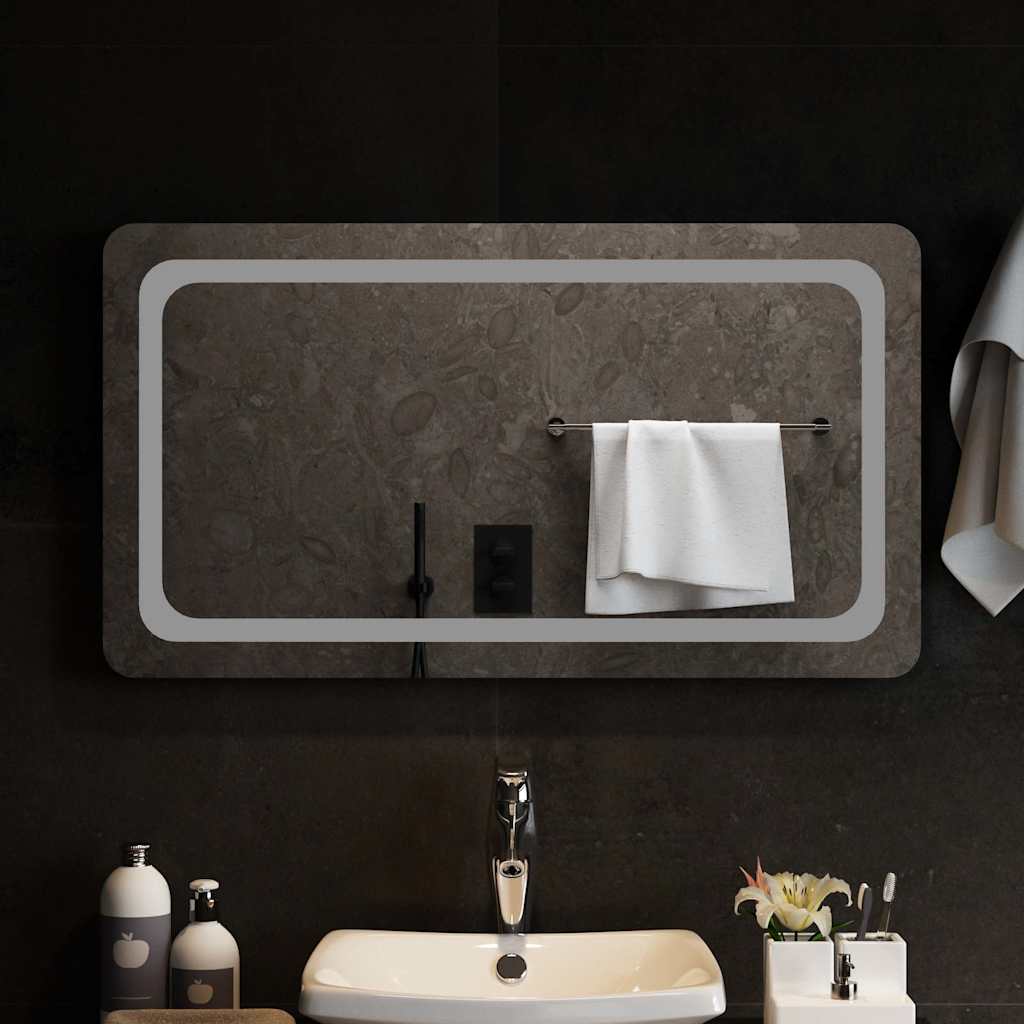 vidaXL Lustro łazienkowe z LED, 90x50 cm