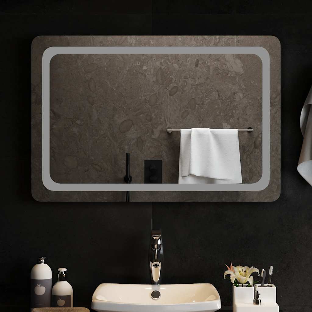 vidaXL Lustro łazienkowe z LED, 90x60 cm